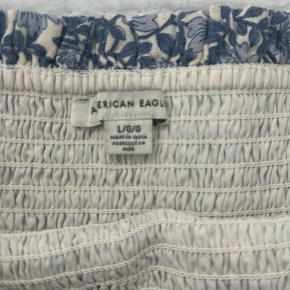 Size L American Eagle ruched top blue floral summer sundress - Picture 3 of 4